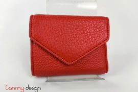Red button leather wallet